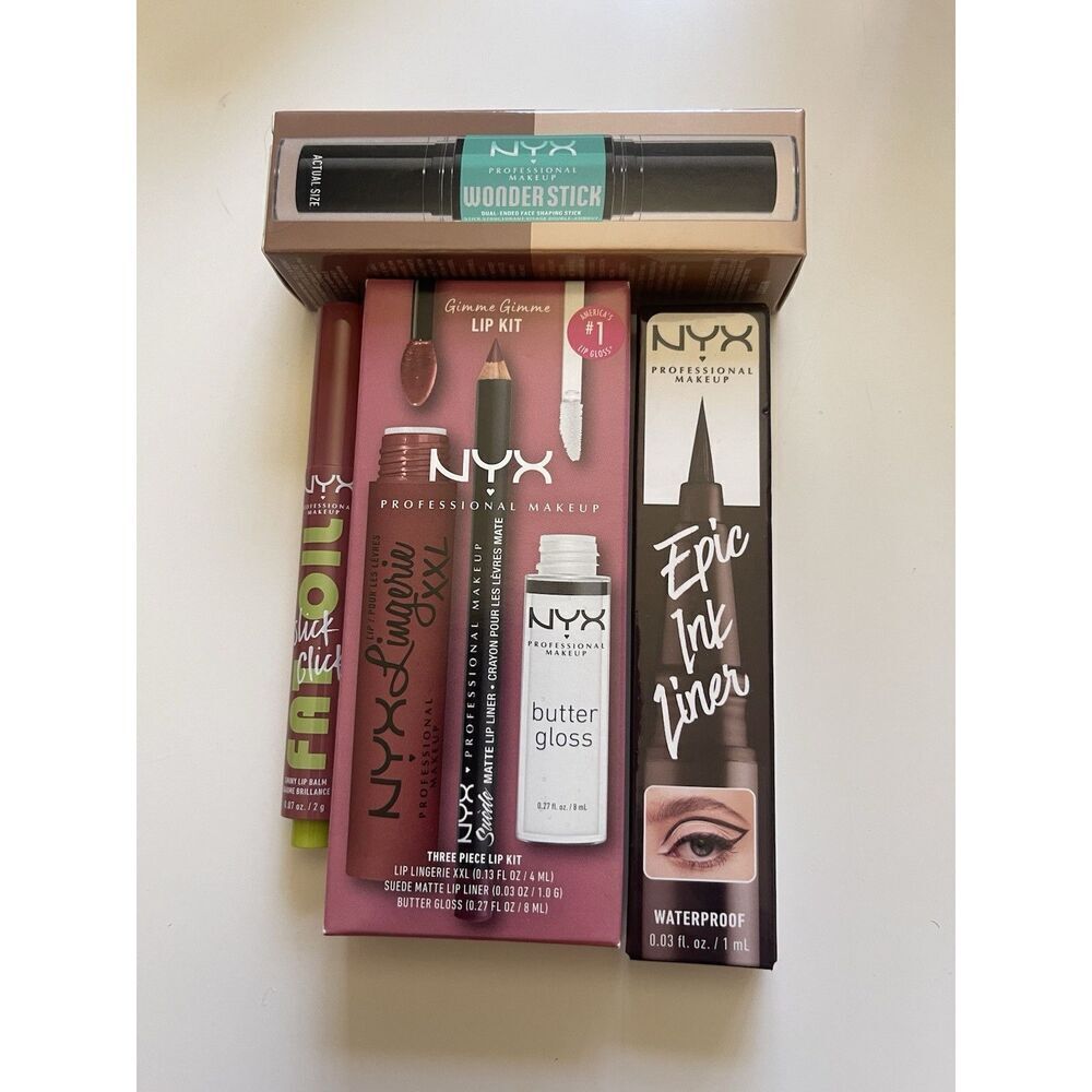 NYX Bundle Lot Lipstick Wonderstick Ink Fat Oil Lingerie XXL Liner 6 Pc in Total